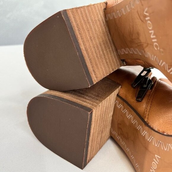 Vionic Lyssa Women's Heeled Boot Size 8.5 Toffee Side Zip - Picture 16 of 16